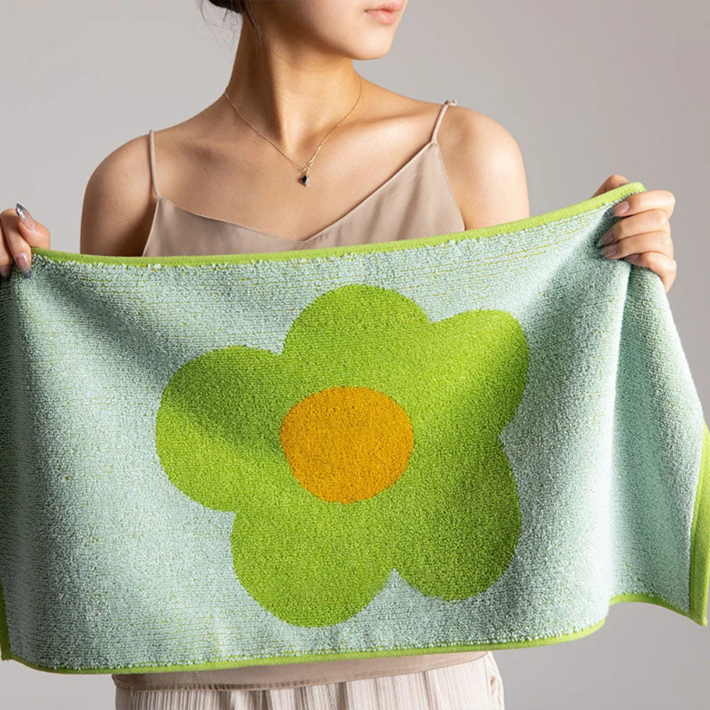 Cheerful Floral Print Cotton Bath Towel - Image 7