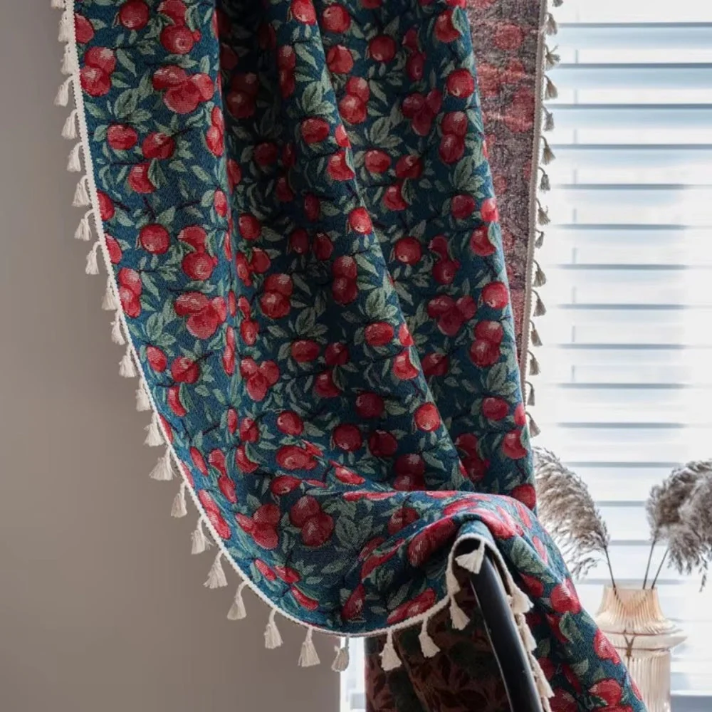 Cherry Bloom Botanical Tassel Curtain - Image 3