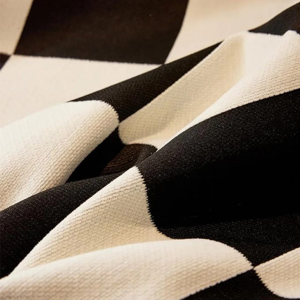 Chess Board Chic Tasseled Sofa Cover - Image 9