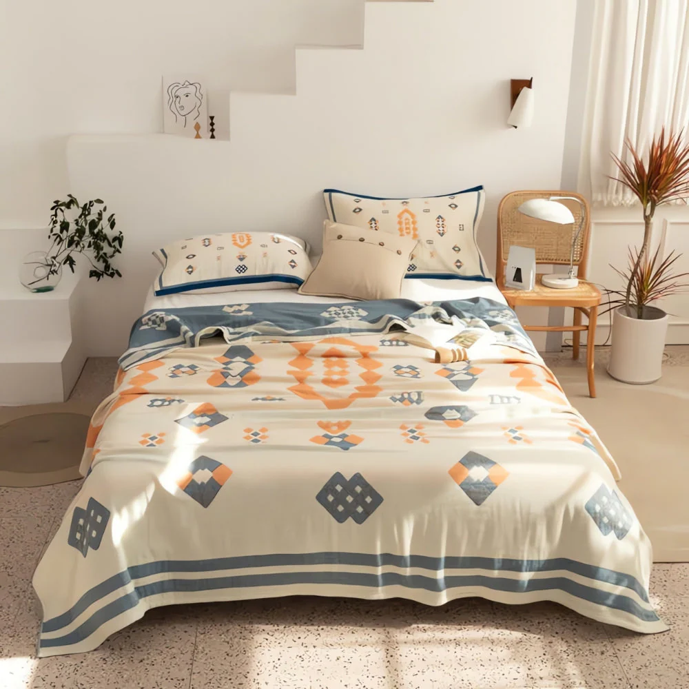 Chevron Design Four-Layer Cotton Blanket - Image 2
