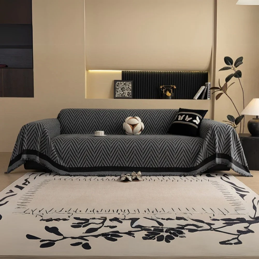 Chevron Herringbone Tassel Sofa Cover - Image 8