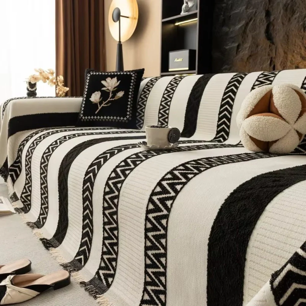 Chevron Pattern Chenille Sofa Cover - Image 5