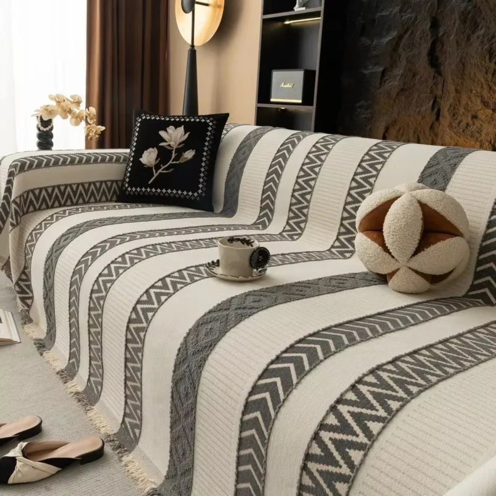 Chevron Pattern Chenille Sofa Cover - Image 6