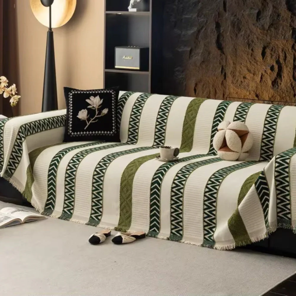 Chevron Pattern Chenille Sofa Cover - Image 7