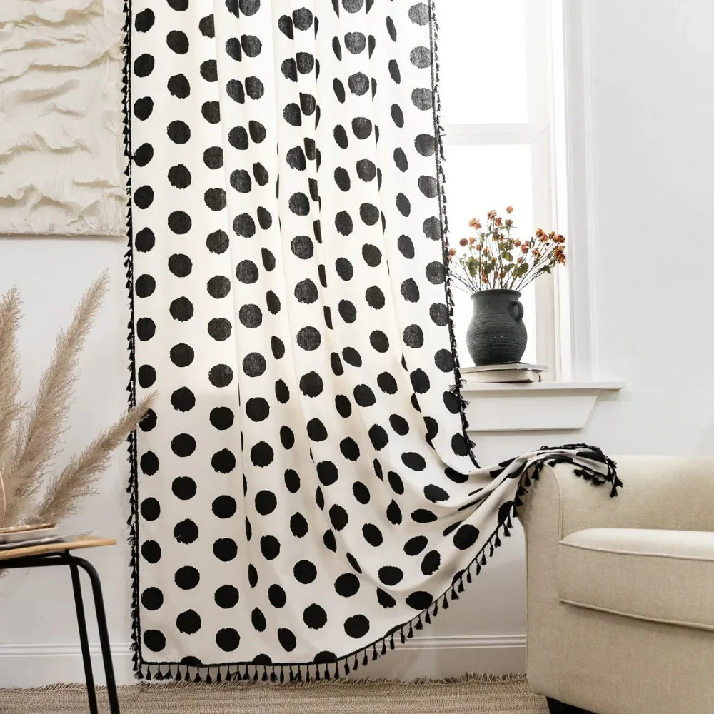 Chic Polka Dot Tassel Window Curtain - Image 3