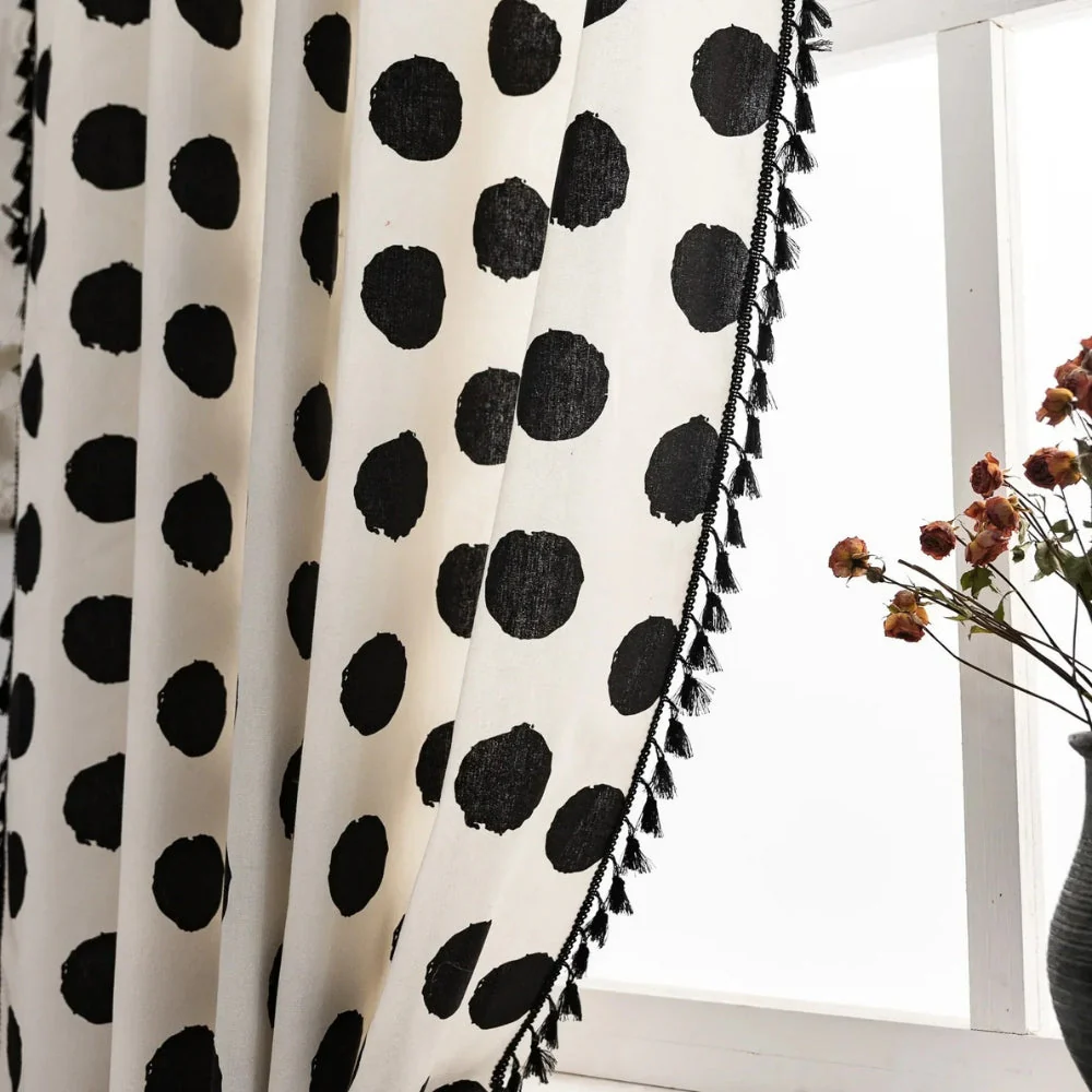 Chic Polka Dot Tassel Window Curtain - Image 4