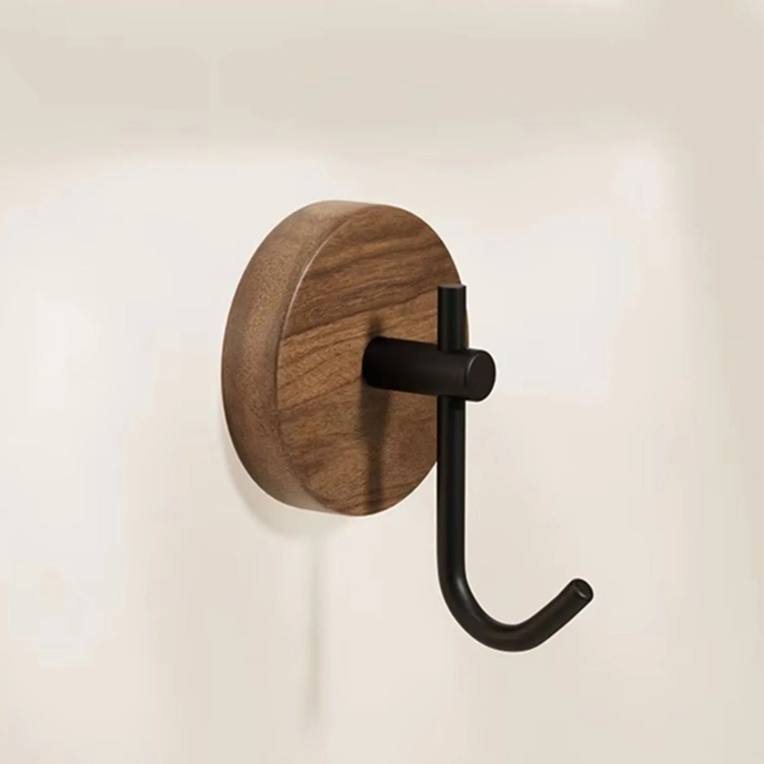 Chic Round Self-Adhesive Timber Wall Hook Piece - Image 8