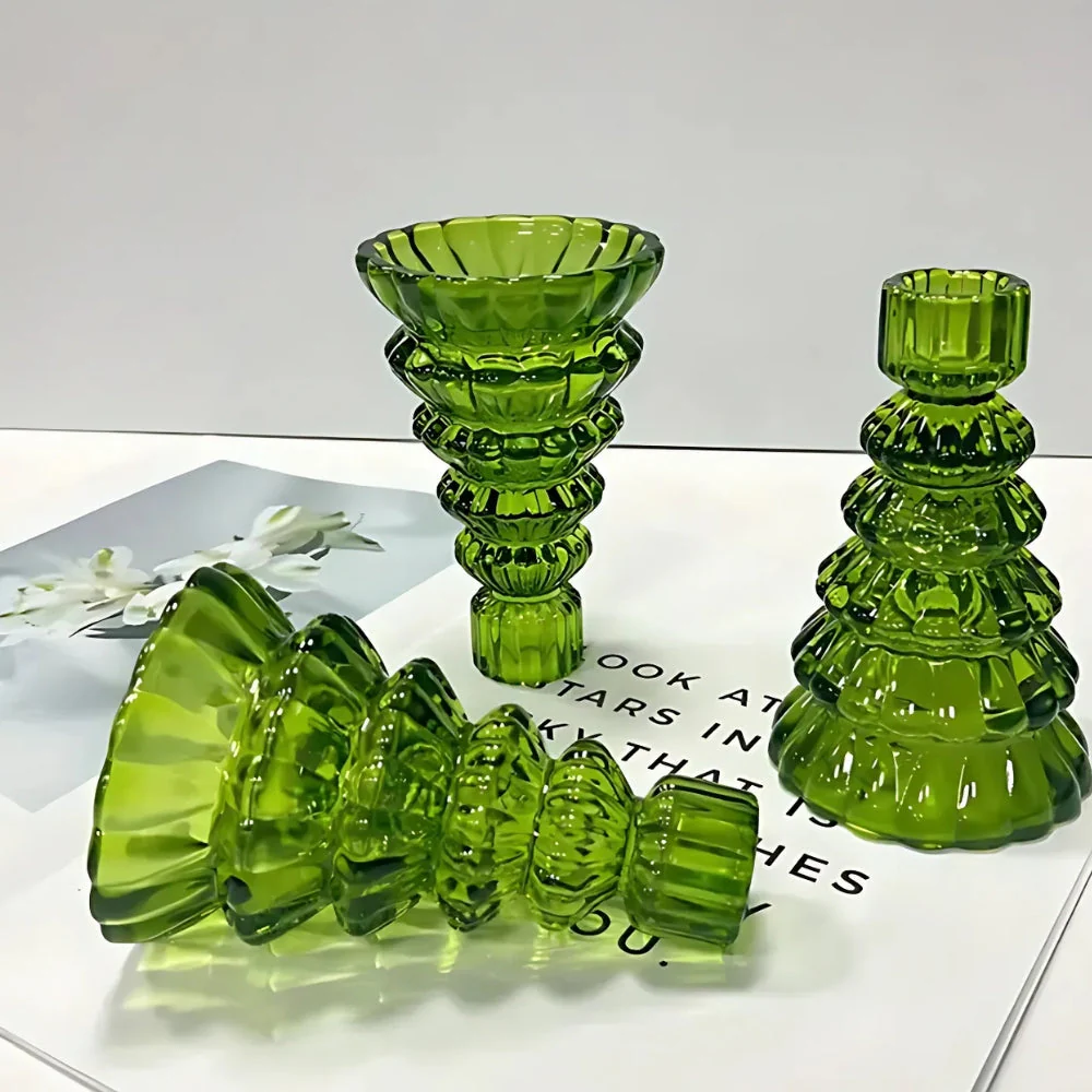 Christmas Tree Glass Candle Holder | 3pcs Set - Image 3