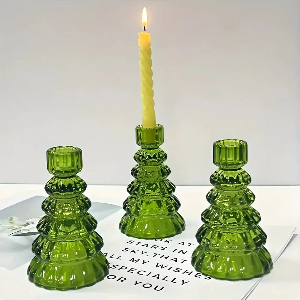 Christmas Tree Glass Candle Holder | 3pcs Set - Image 5