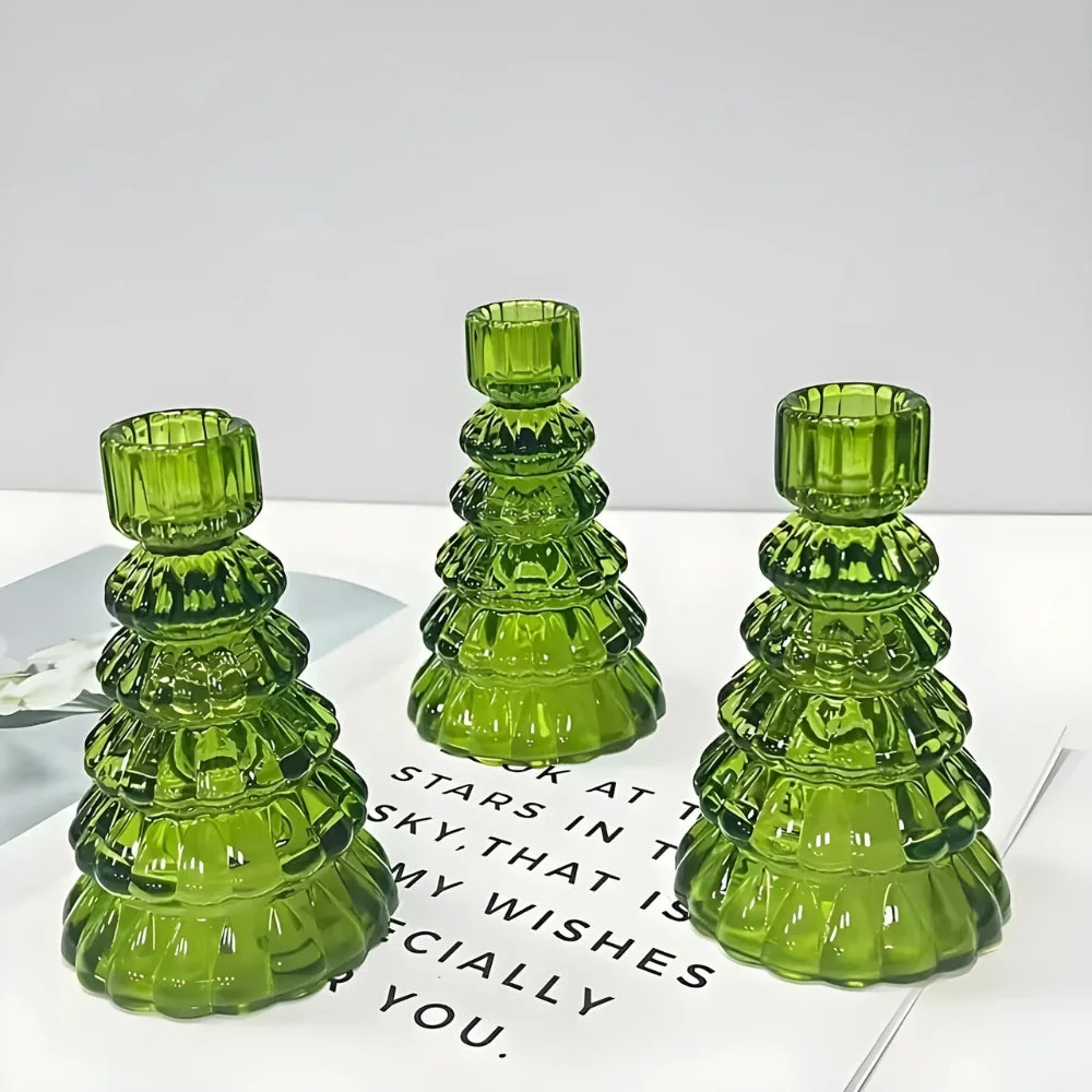 Christmas Tree Glass Candle Holder | 3pcs Set - Image 8