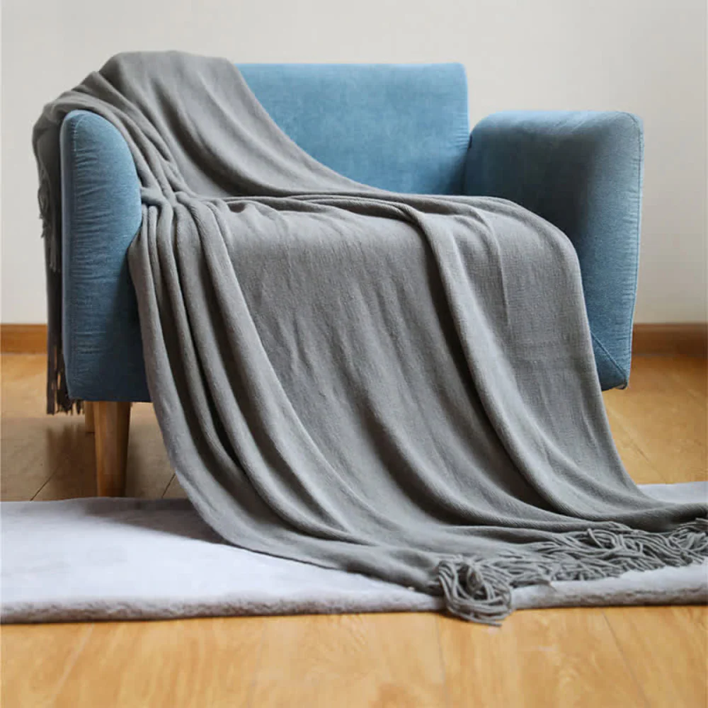 Chunky Knit Tassel Blanket - Image 10