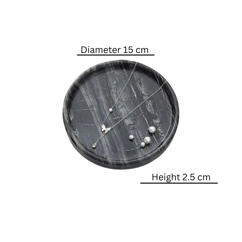 Circular Black Marble Jewelry Tray - Image 2
