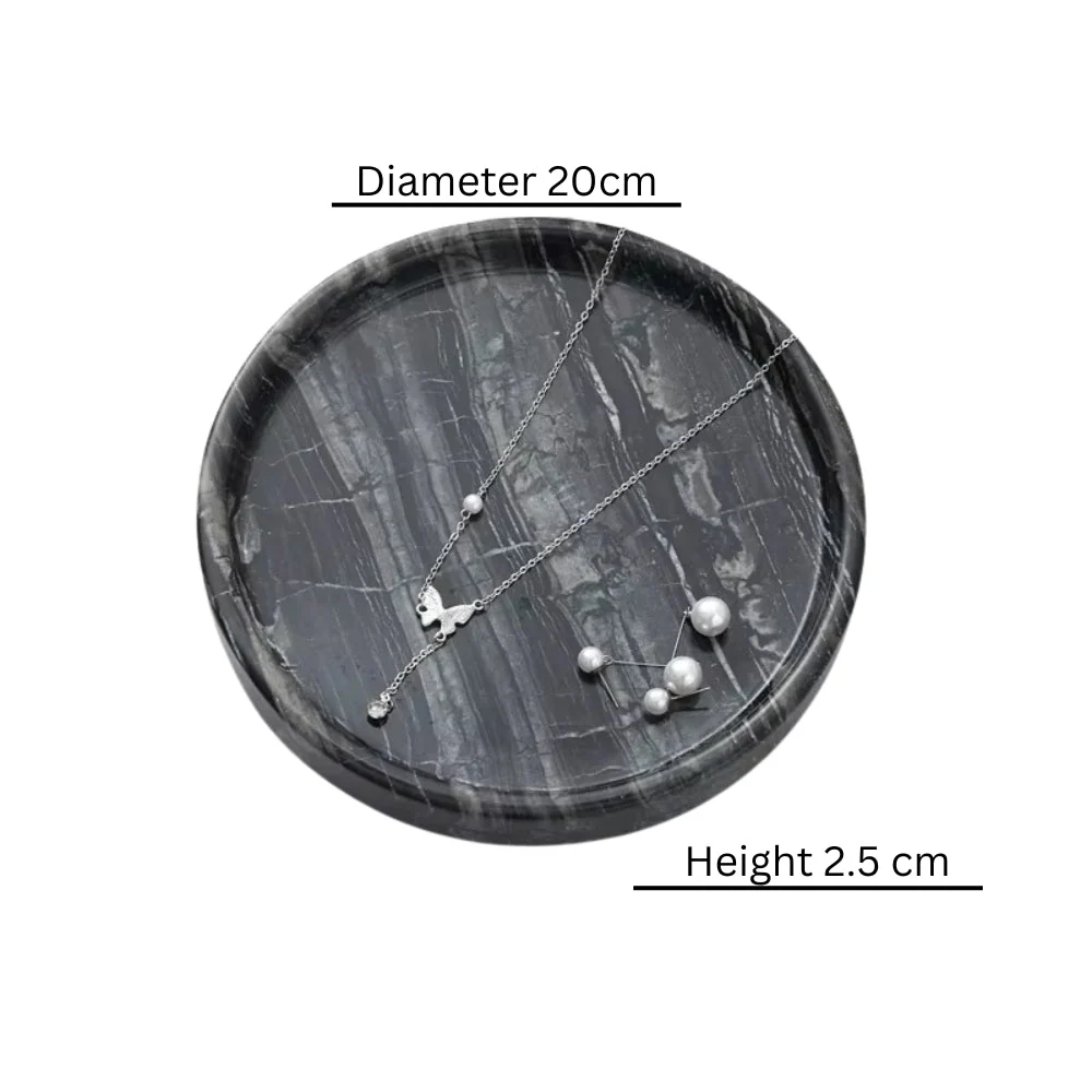 Circular Black Marble Jewelry Tray - Image 3
