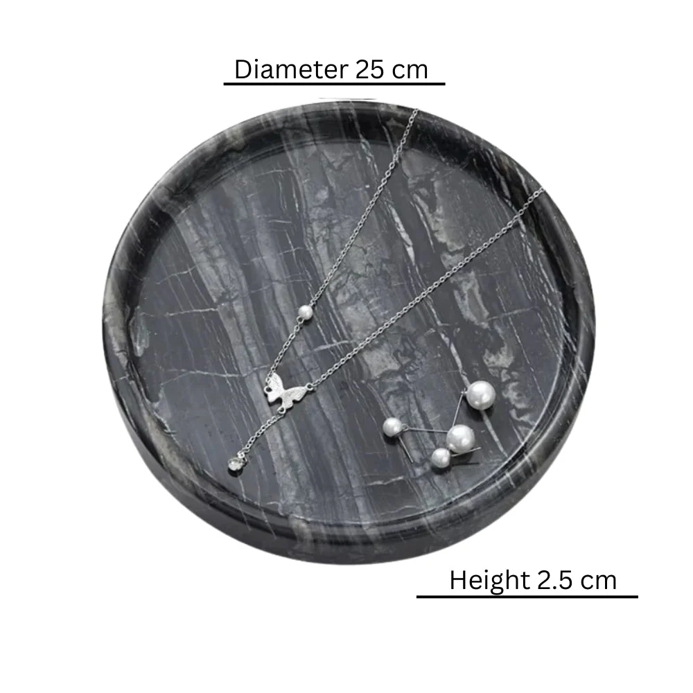 Circular Black Marble Jewelry Tray - Image 4