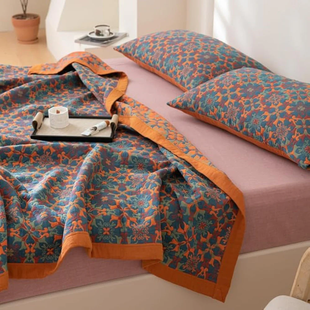 Citrus Sunrise Six Layers Cotton Blanket - Image 3