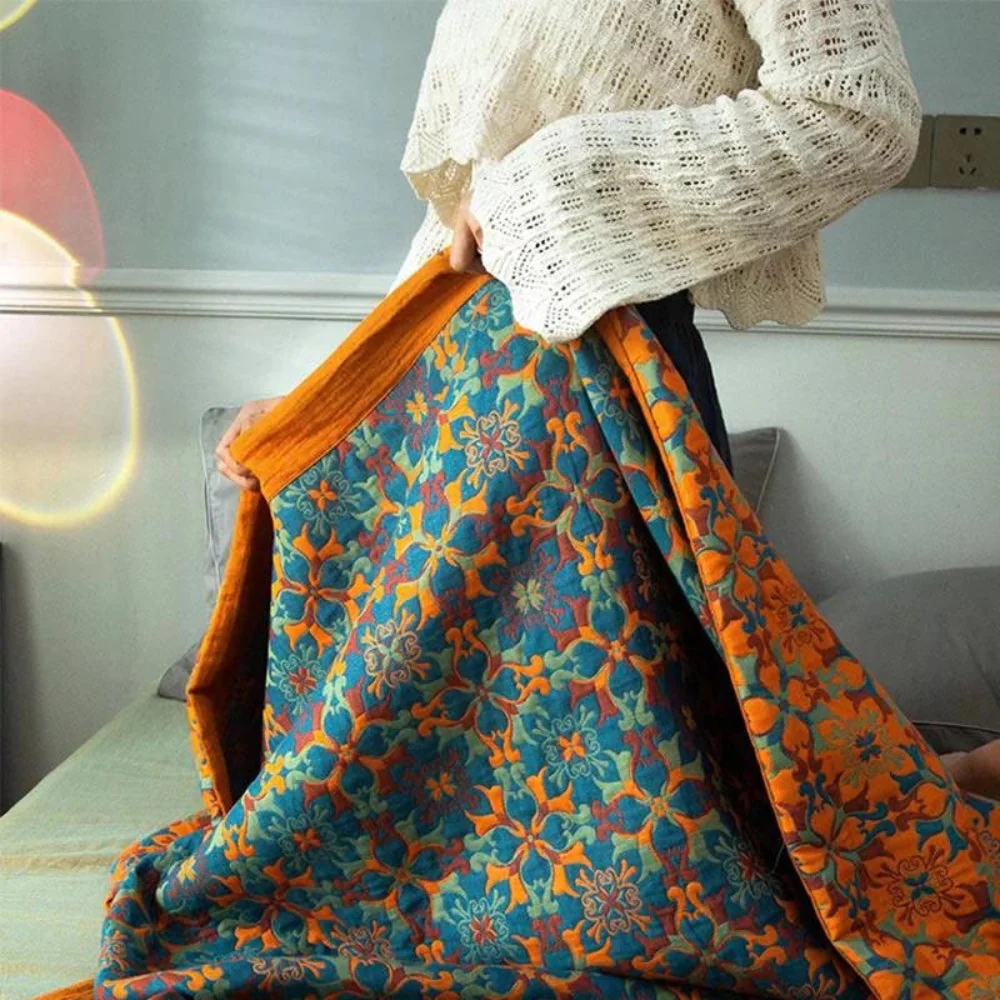 Citrus Sunrise Six Layers Cotton Blanket - Image 4