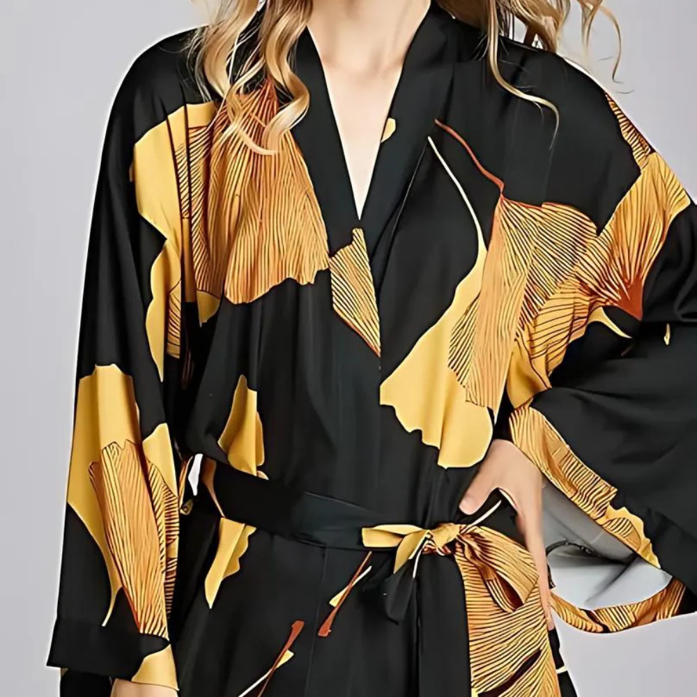 Classic Black and Yellow Bathrobe - Image 4