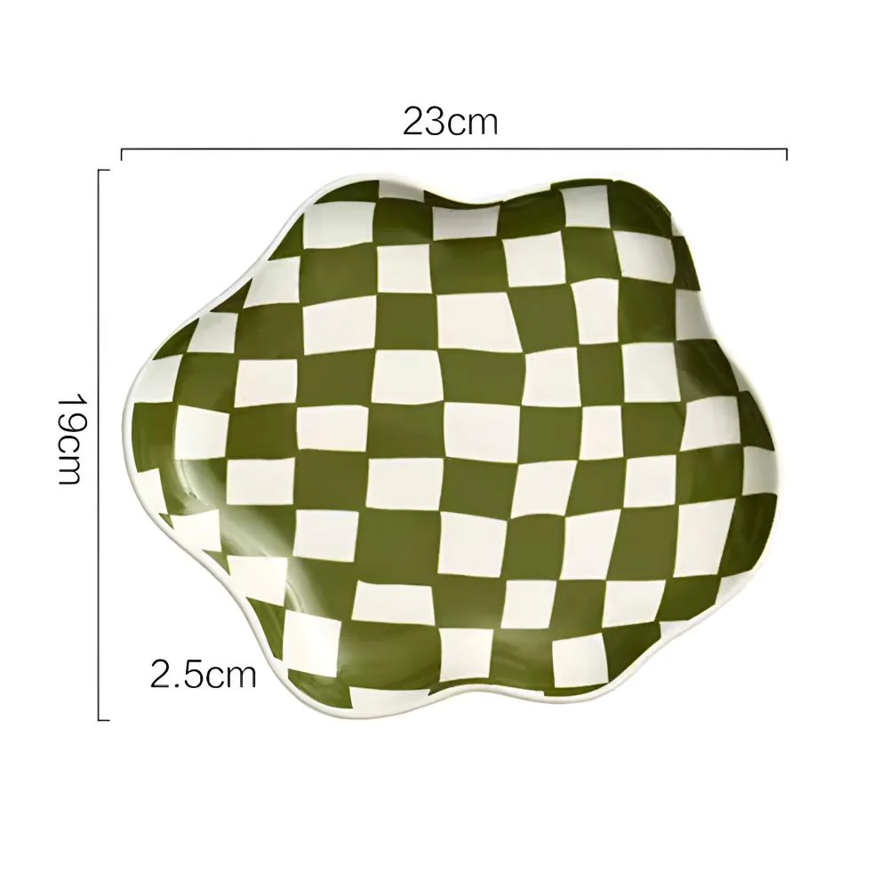 Classic Checkered Ceramic Plate - Image 7