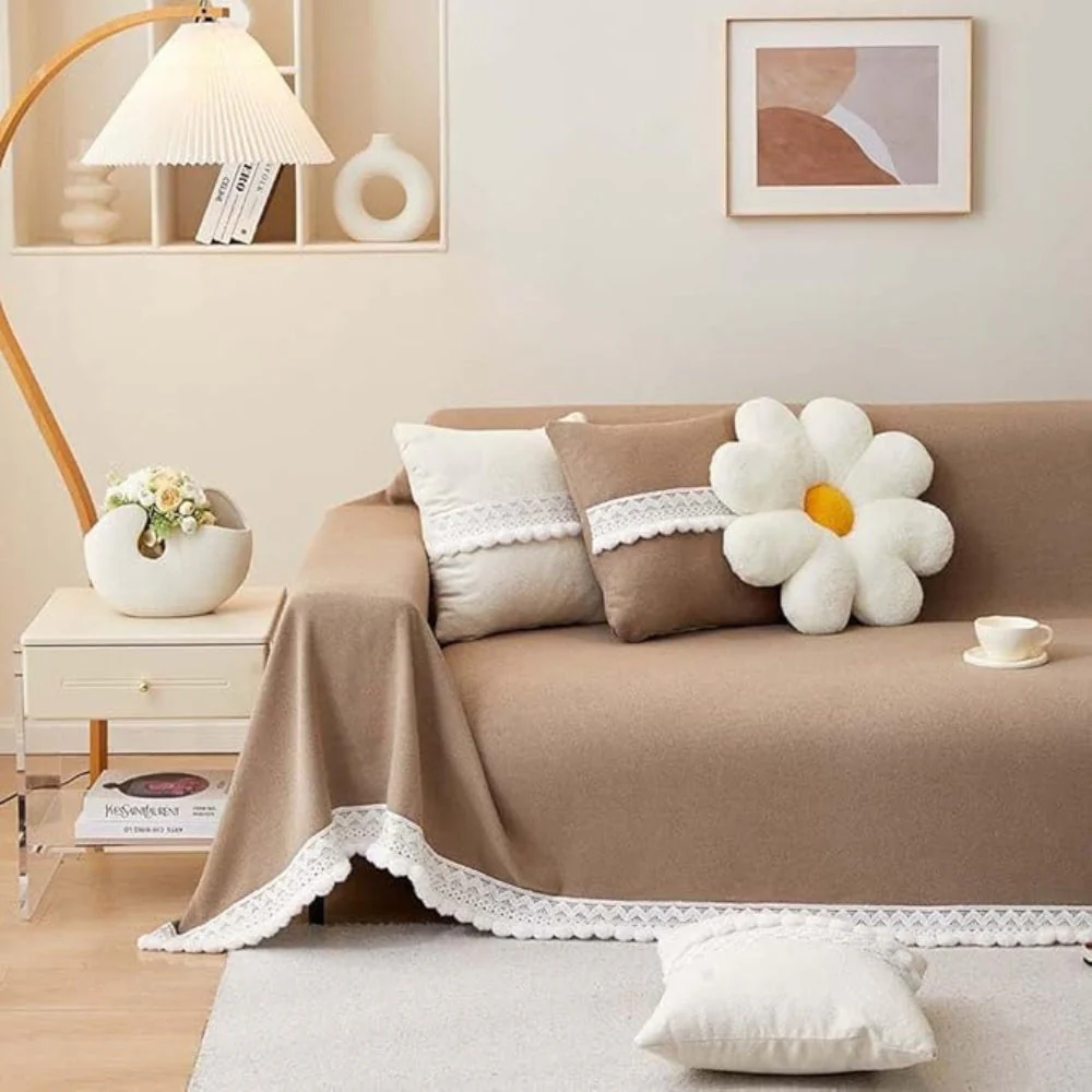 Classic Chenille Lace Edge Sofa Cover - Image 8