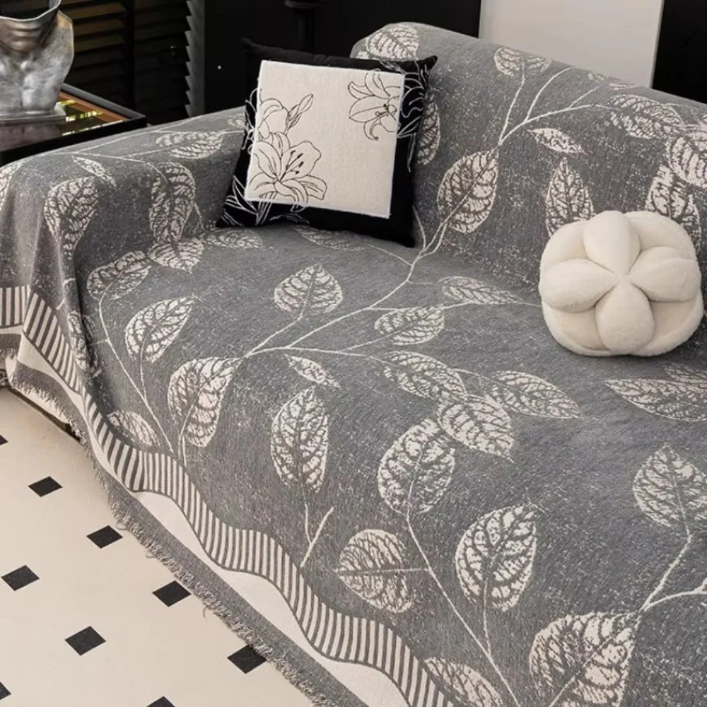Classic Chenille Leaf Sofa Cover - Image 3