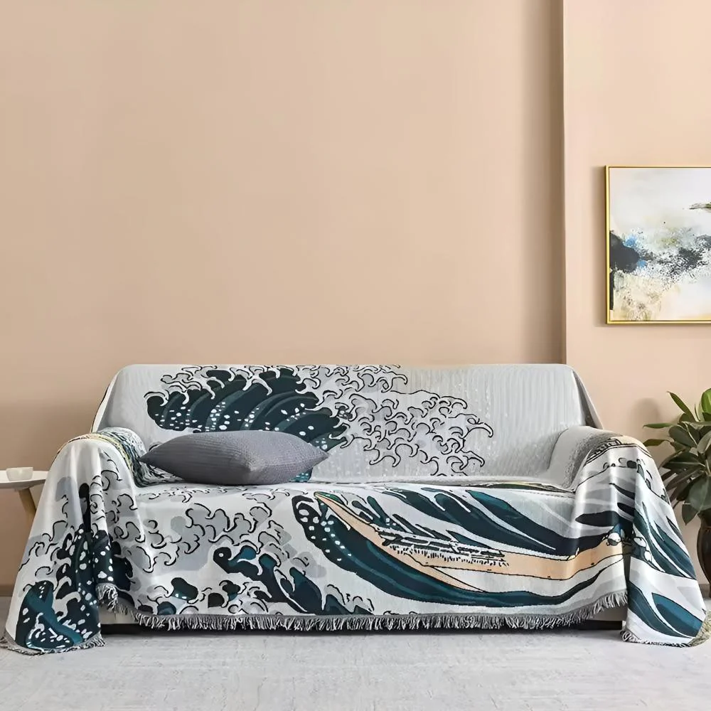 Classic Great Wave Throw Blanket - Image 3