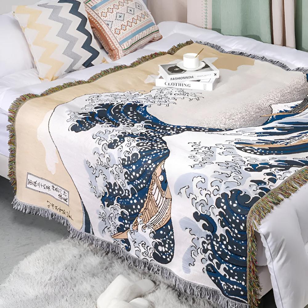 Classic Great Wave Throw Blanket - Image 4