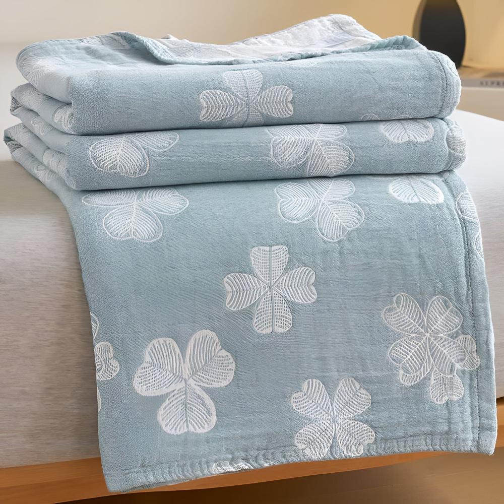 Four Clover Leaf Cotton Blanket - Image 4