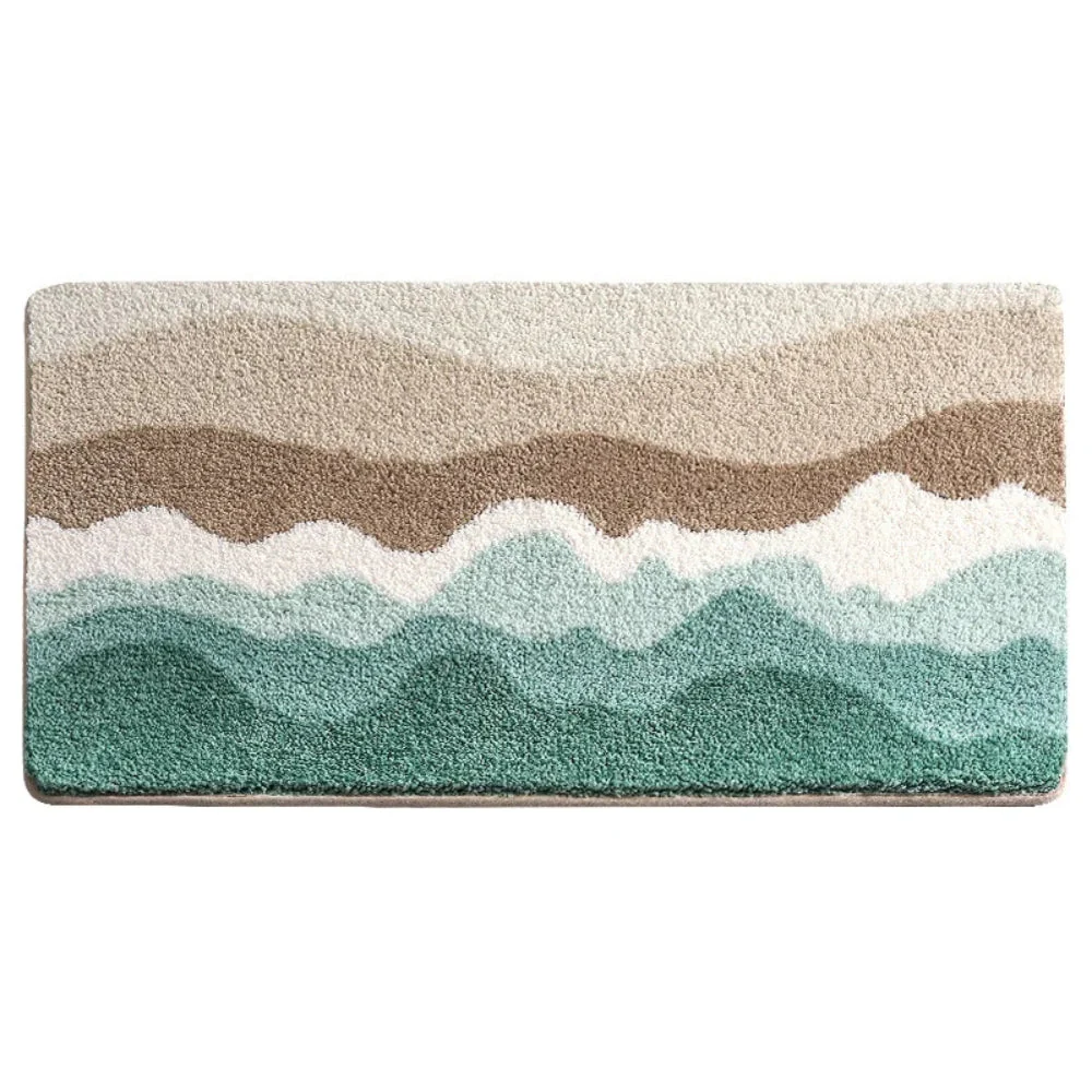 Coastal Wave Pattern Non-Slip Bath Mat - Image 5