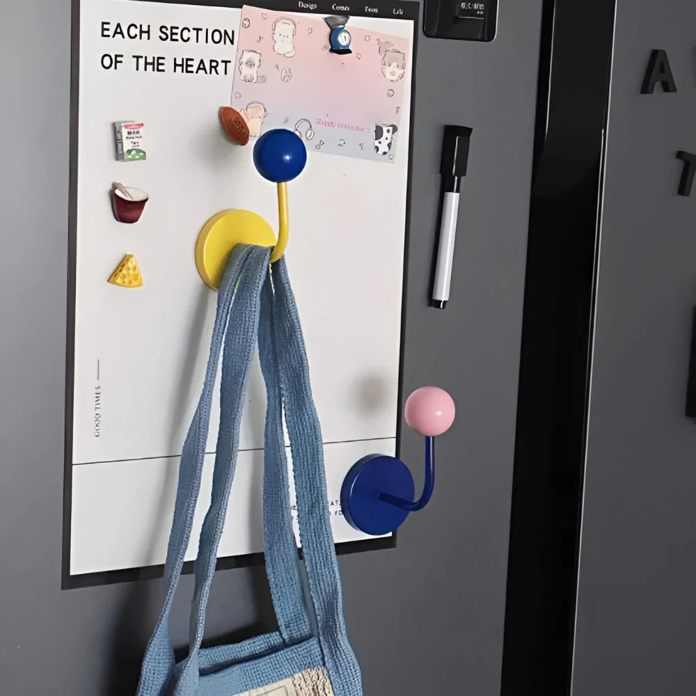 Colorful Magnetic Wooden Ball Hooks Home Storage - Image 12