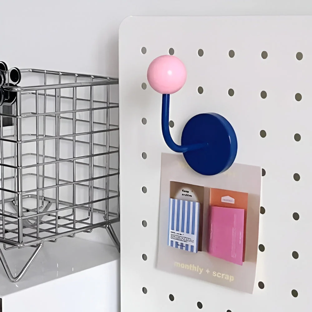 Colorful Magnetic Wooden Ball Hooks Home Storage - Image 13