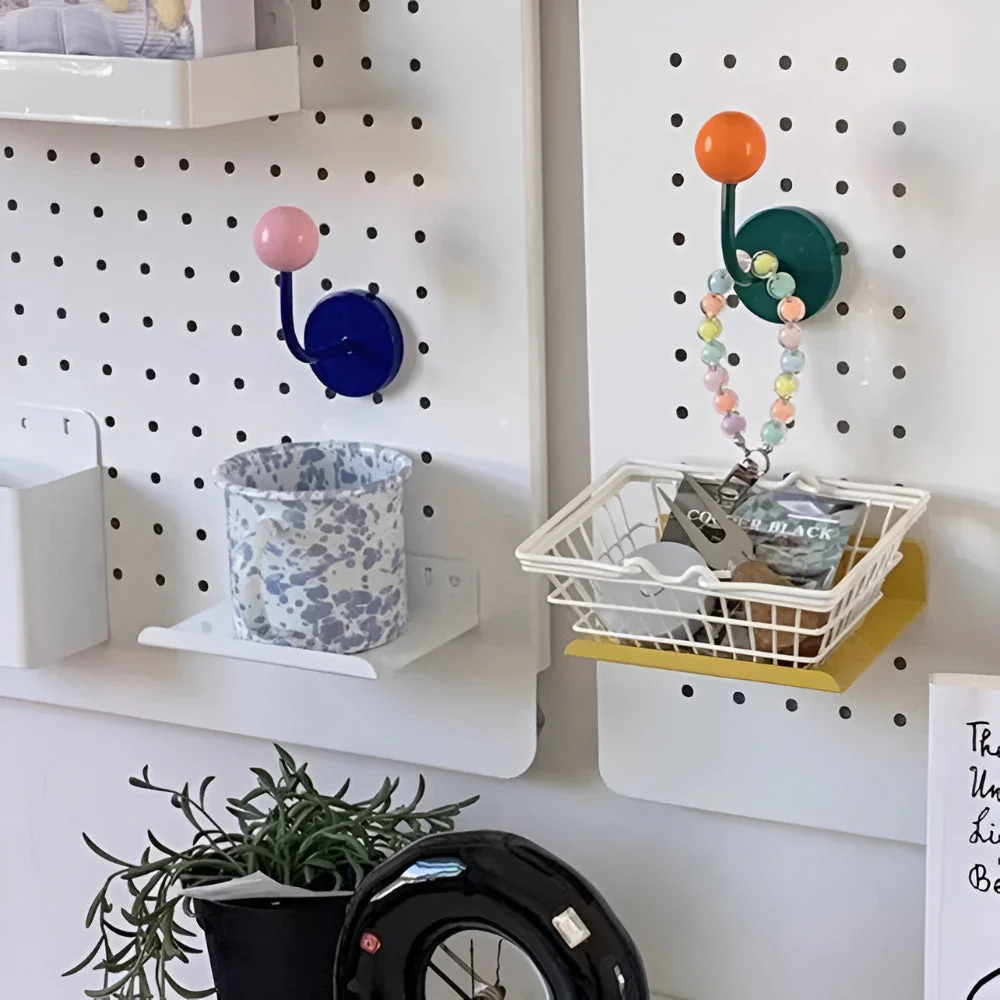 Colorful Magnetic Wooden Ball Hooks Home Storage - Image 9