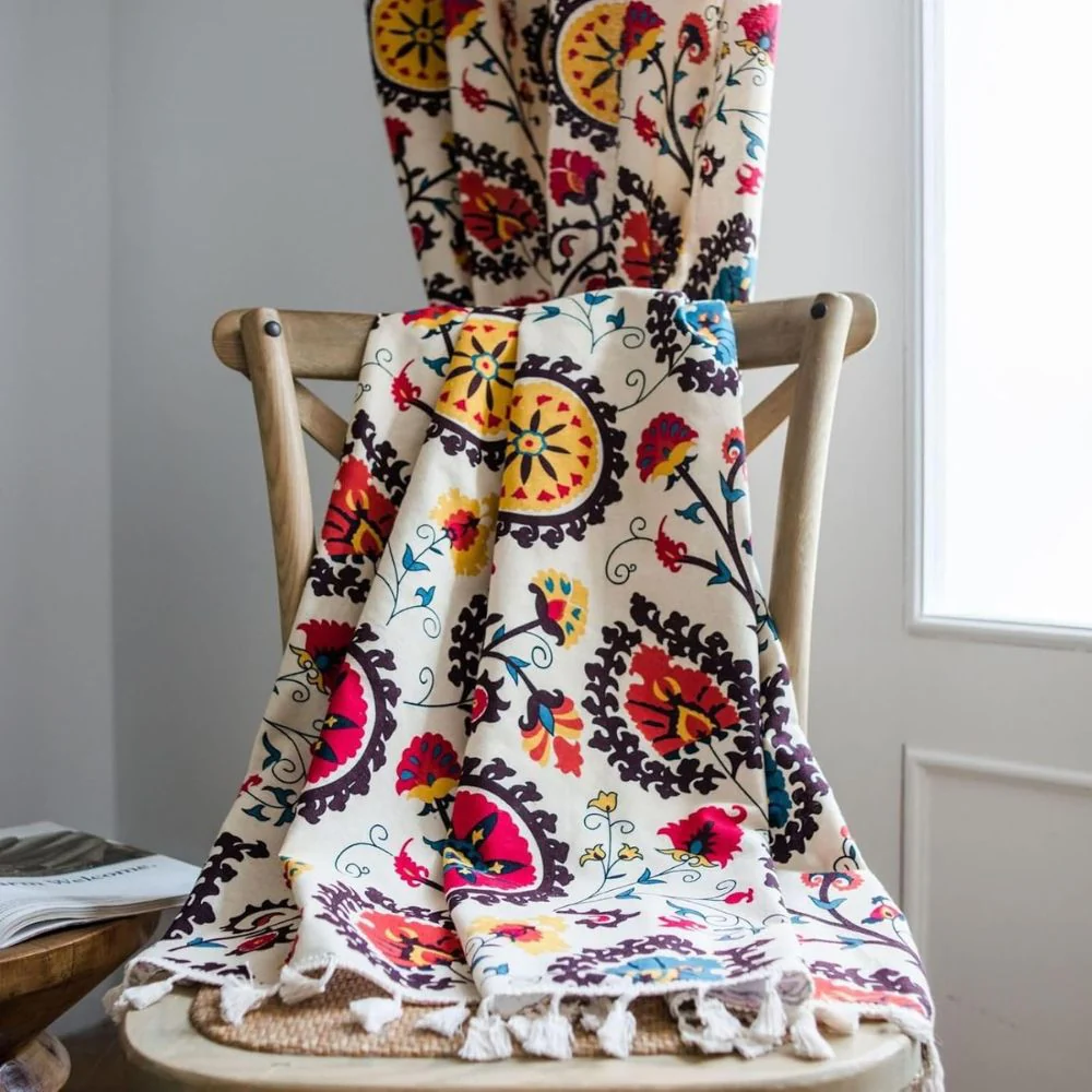 Boho Color Wheel Bloom Tassel Curtain - Image 2
