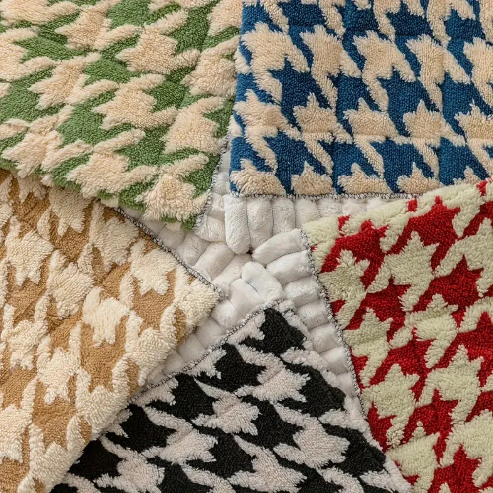 Colourful Plush Houndstooth Sofa Cover and Cushion Cover - Image 10