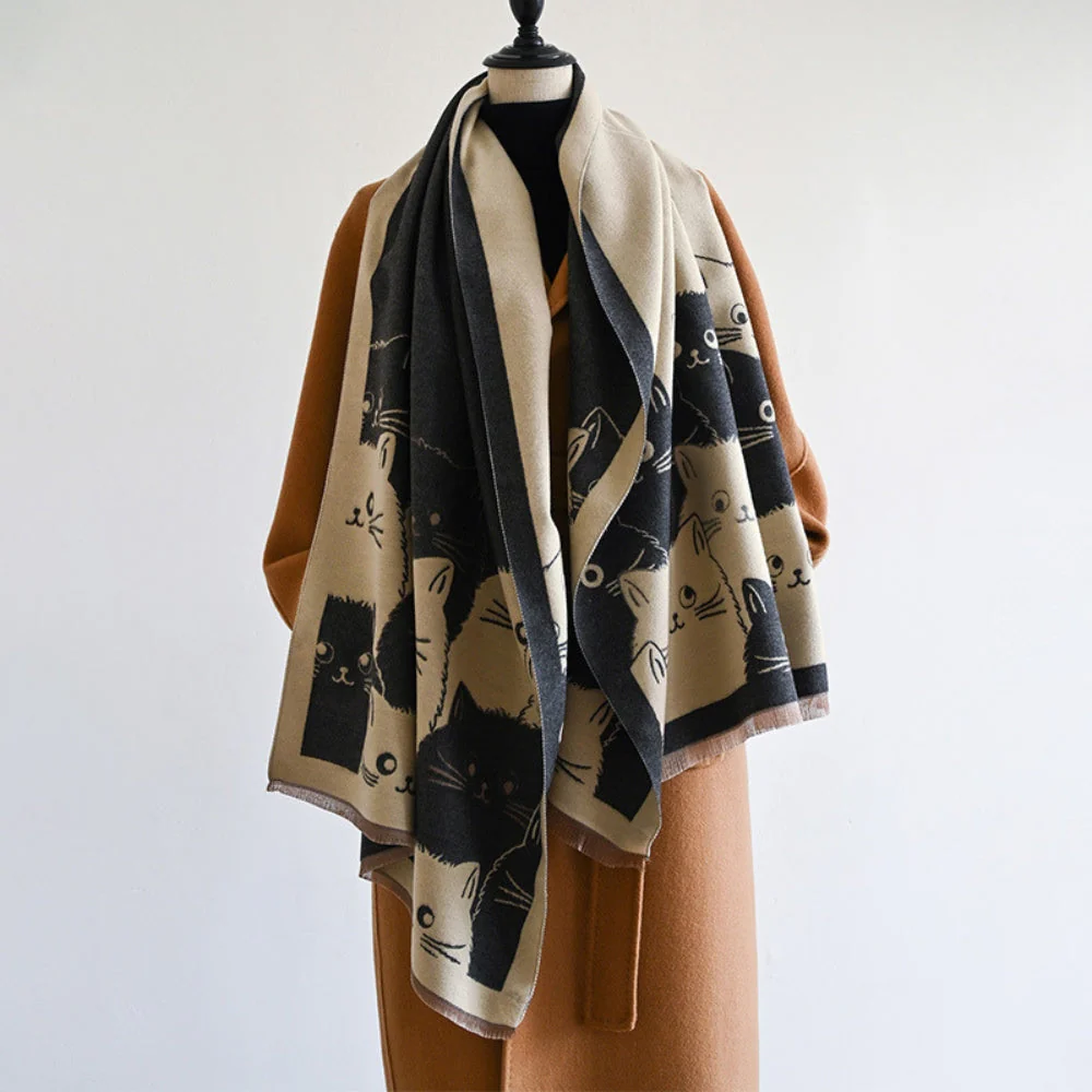 Cute Cat Jacquard Winter Scarf - Image 6