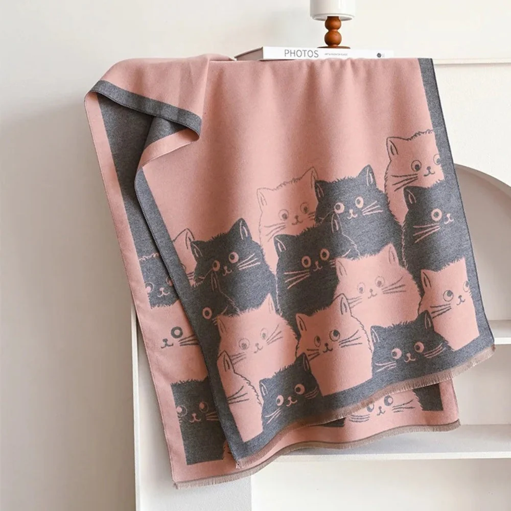Cute Cat Jacquard Winter Scarf - Image 9