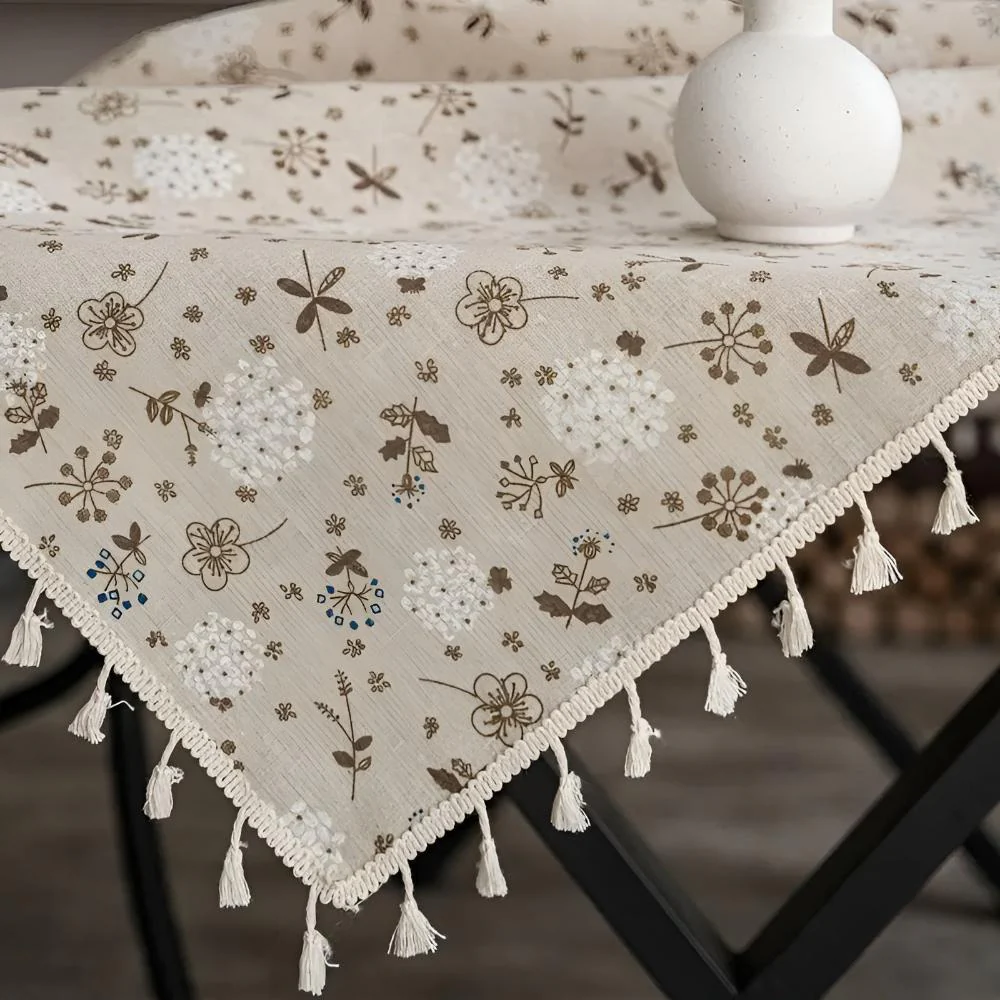 Dandelion Beige Tassel Tablecloth - Image 4