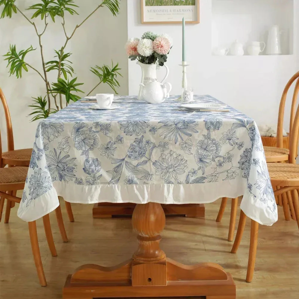 Delfina Blue Floral Lace Tablecloth - Image 2