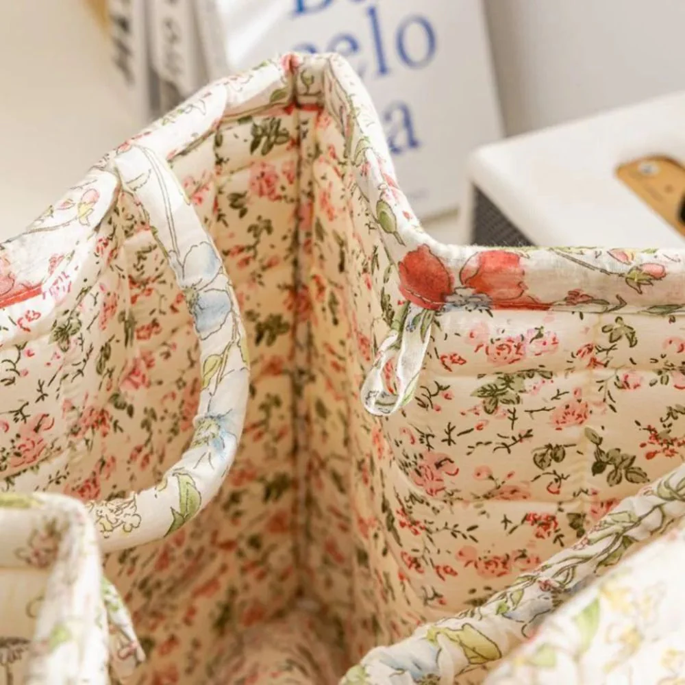 Delicate Floral Canvas Storage Basket - Image 11
