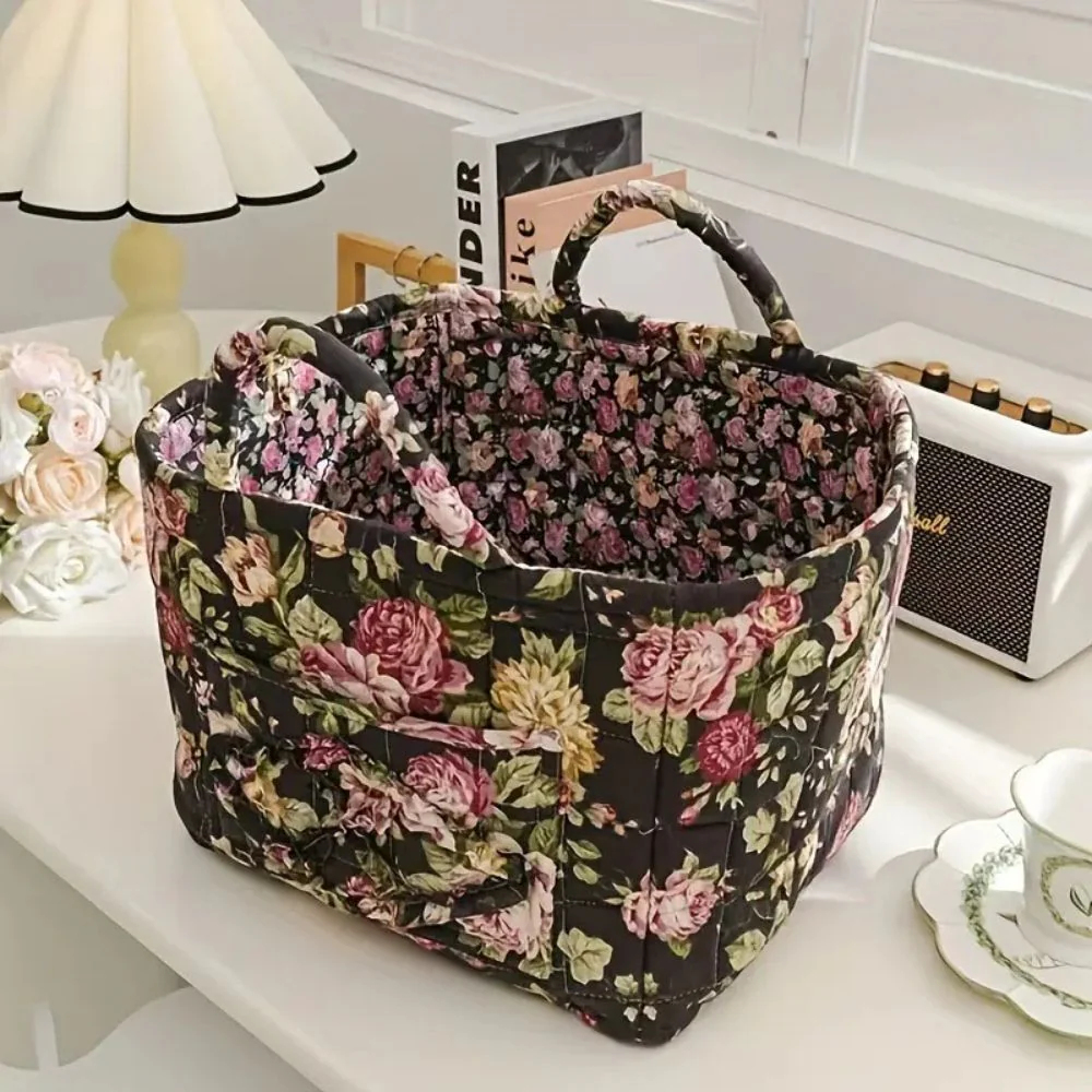 Delicate Floral Canvas Storage Basket - Image 6