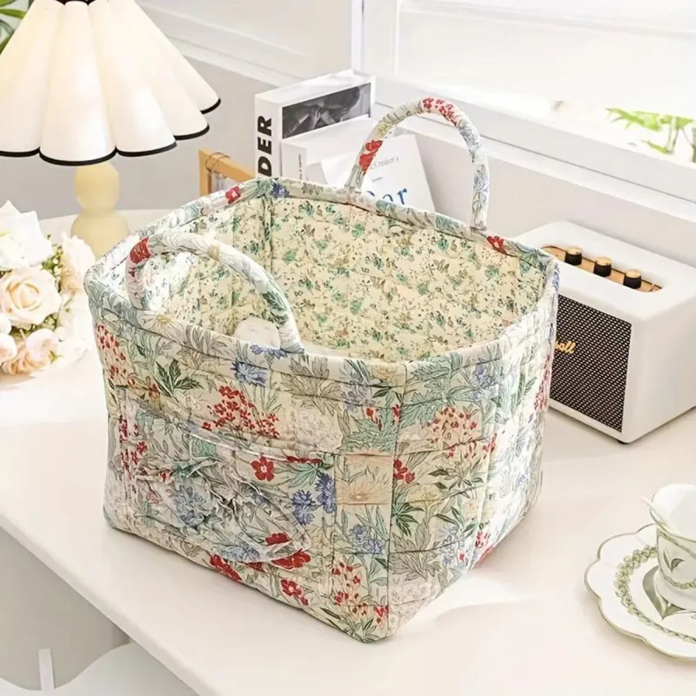 Delicate Floral Canvas Storage Basket - Image 8