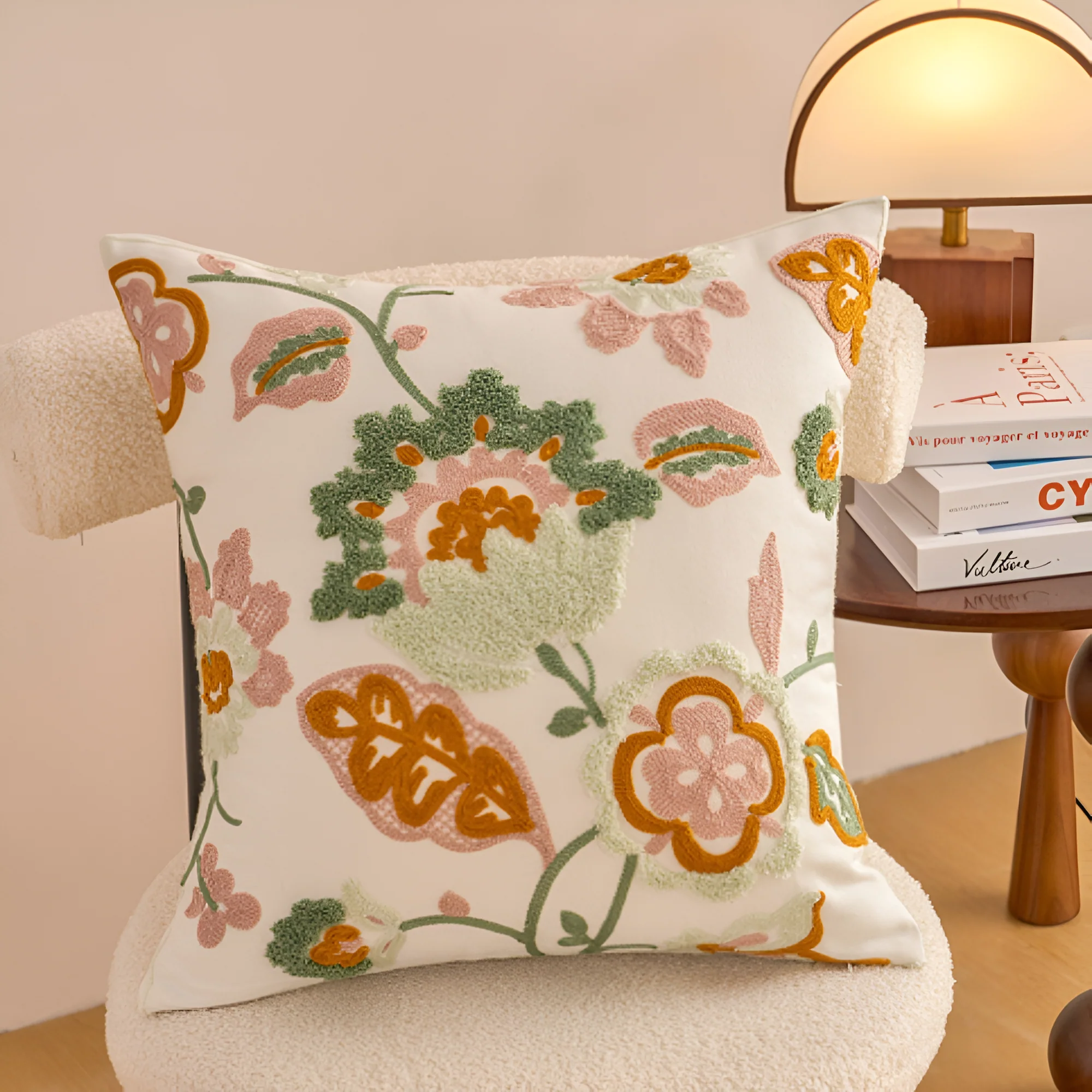 Denza Farmhouse Floral Tufted Cushion Cover - Image 2