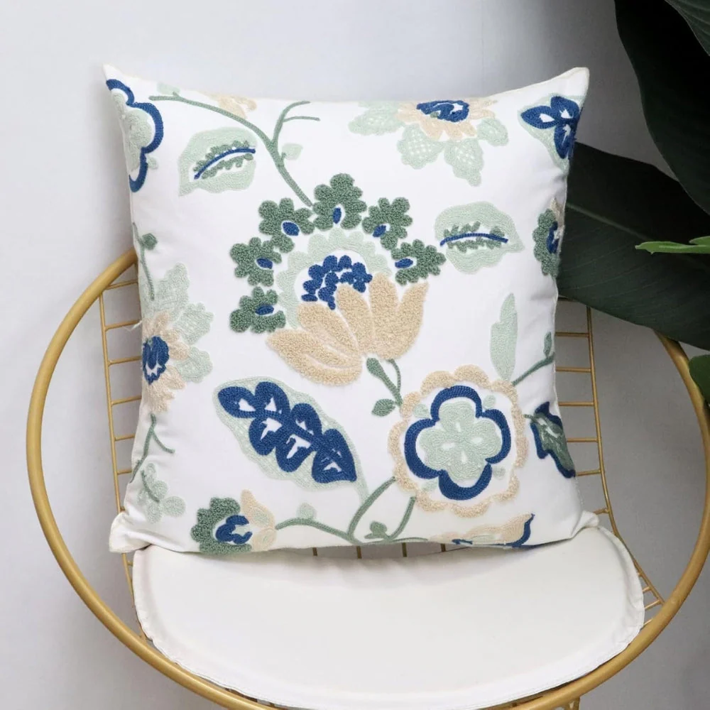 Denza Farmhouse Floral Tufted Cushion Cover - Image 7