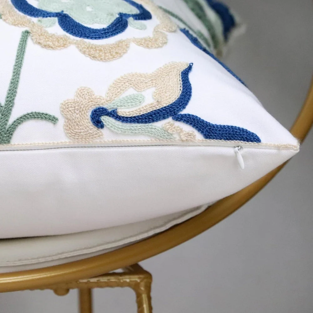 Denza Farmhouse Floral Tufted Cushion Cover - Image 8