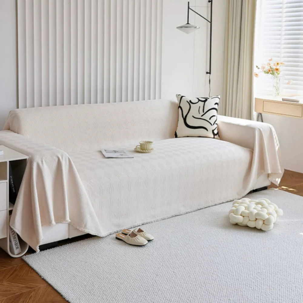 Diamond Grid Chenille Sofa Cover - Image 4