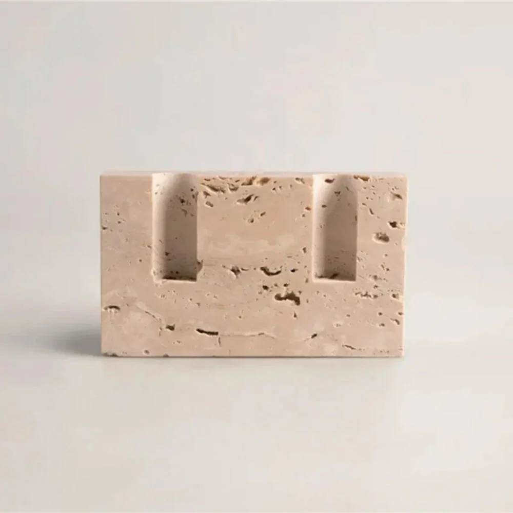 Dual Travertine Taper Candle Holder - Image 3