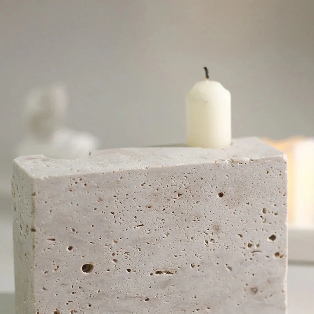 Dual Travertine Taper Candle Holder - Image 5