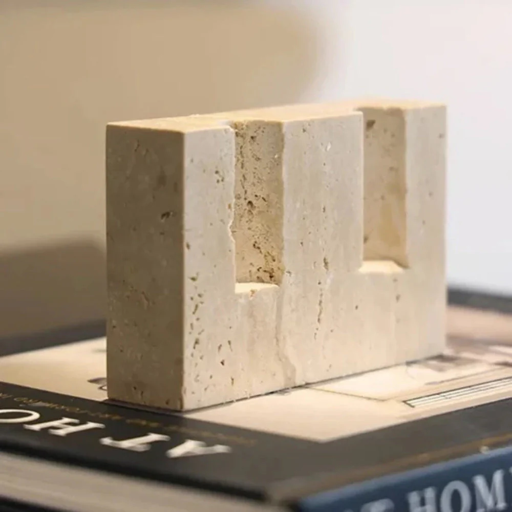 Dual Travertine Taper Candle Holder - Image 6