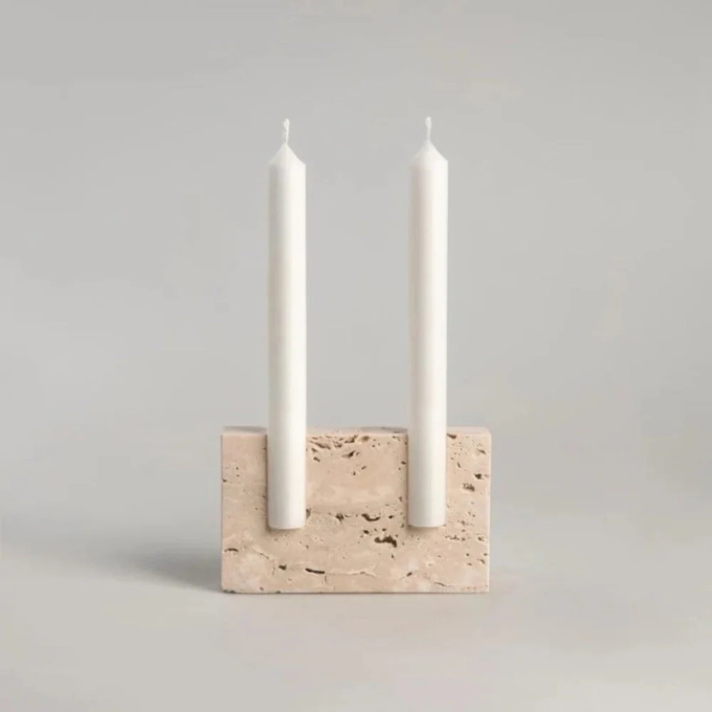 Dual Travertine Taper Candle Holder - Image 7