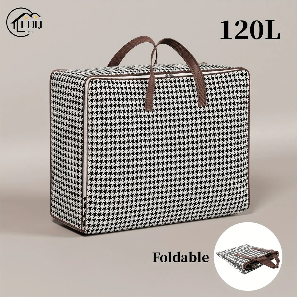 Durable Large Capacity Houndstooth Storage Suitcase - Image 10