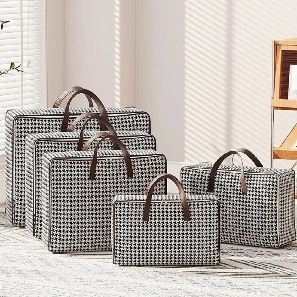 Durable Large Capacity Houndstooth Storage Suitcase - Image 3